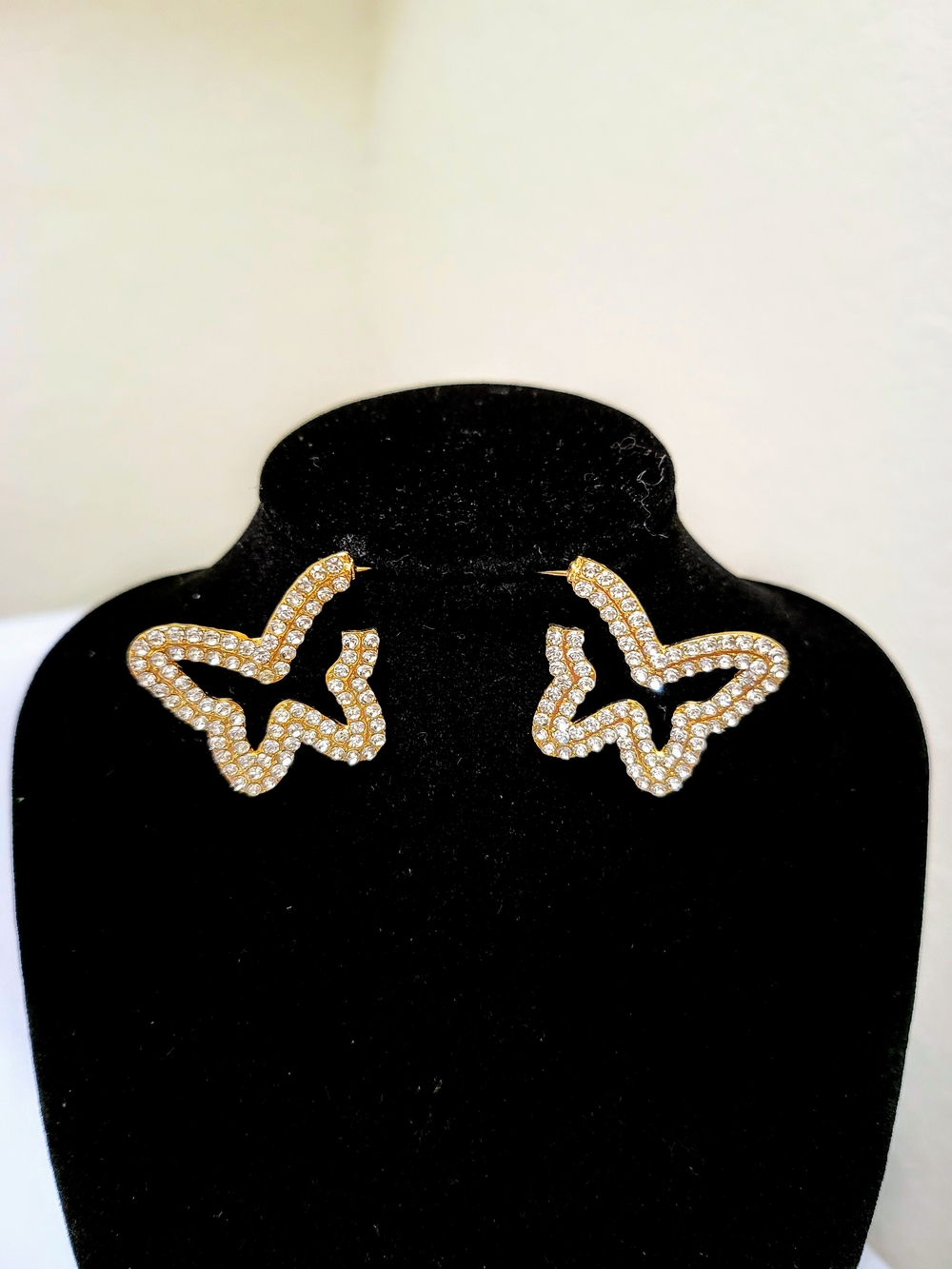 Gold Crystal Butterfly Hoop Earrings - Women Jewelry